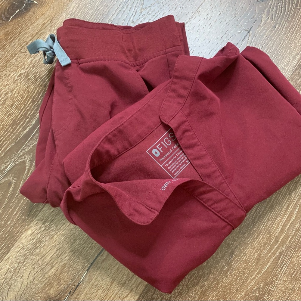 Figs Red Track Pants & Joggers